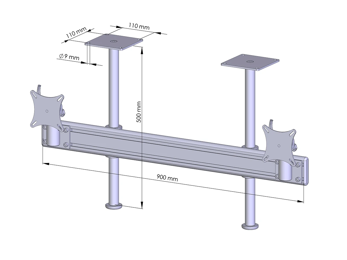 Flat-System Monitorhalter Decke für 2 Monitore 2er - 20''-24"