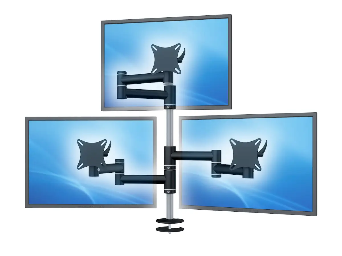 Flex-System Monitorhalterung für 3 Monitore Einbauadapter mit Kabelauslass (MA) 2+1 - 17''-24''
