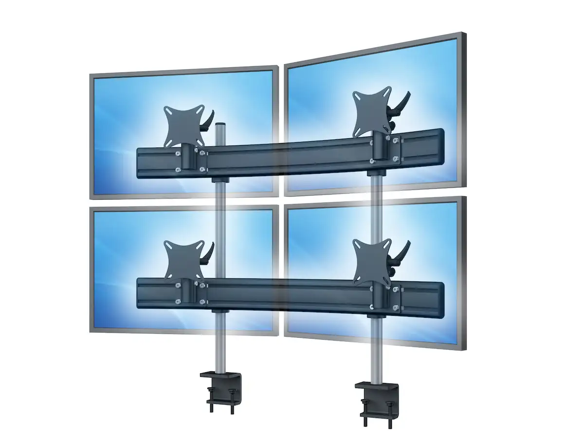 Para-System Monitorhalterung für 4 Monitore mit Tisch-Klemme 2+2 - 20''-24''