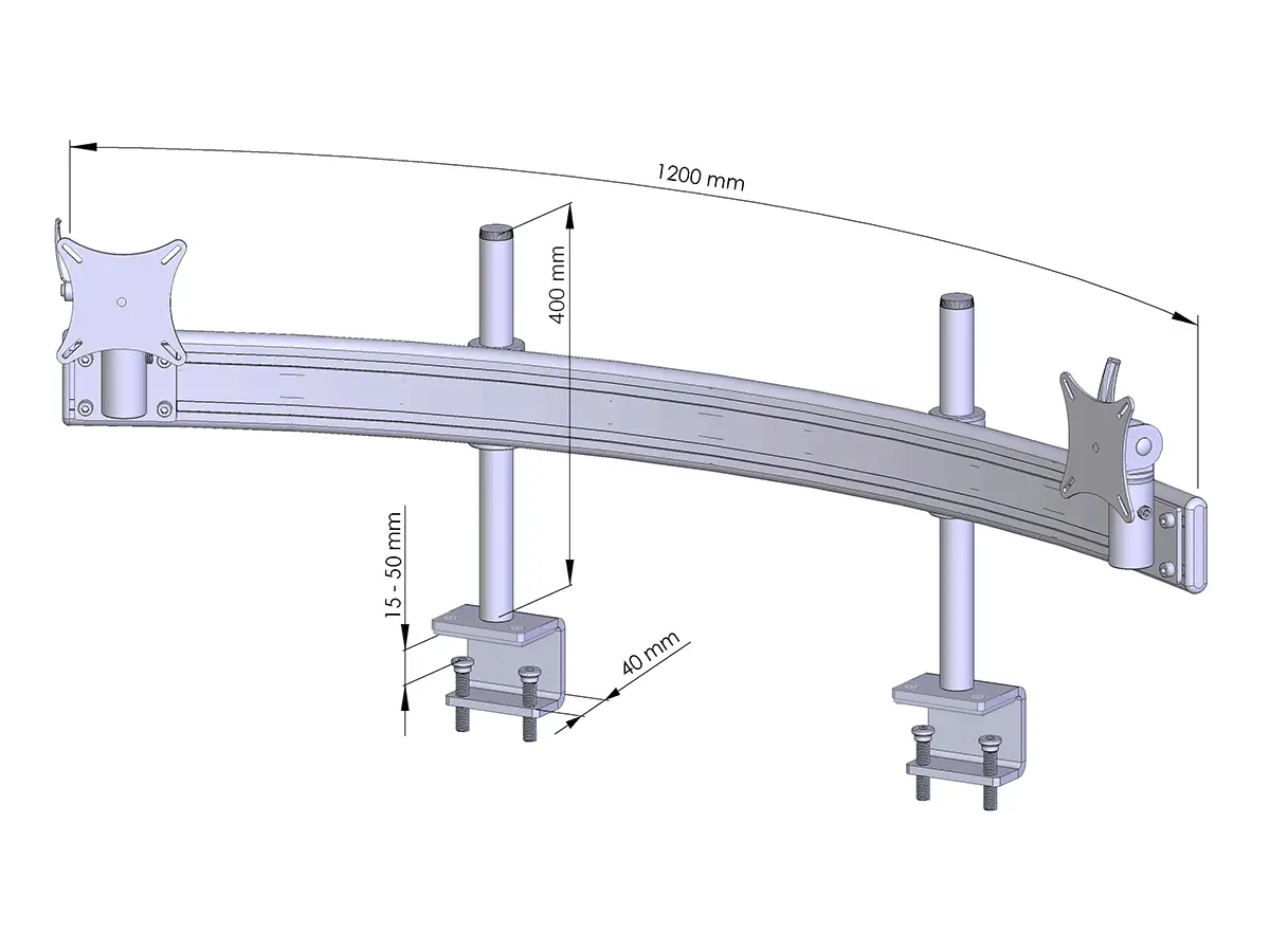 Curved Monitorhalter Para für 2 Bildschirme bis 34" mit Tischklemme