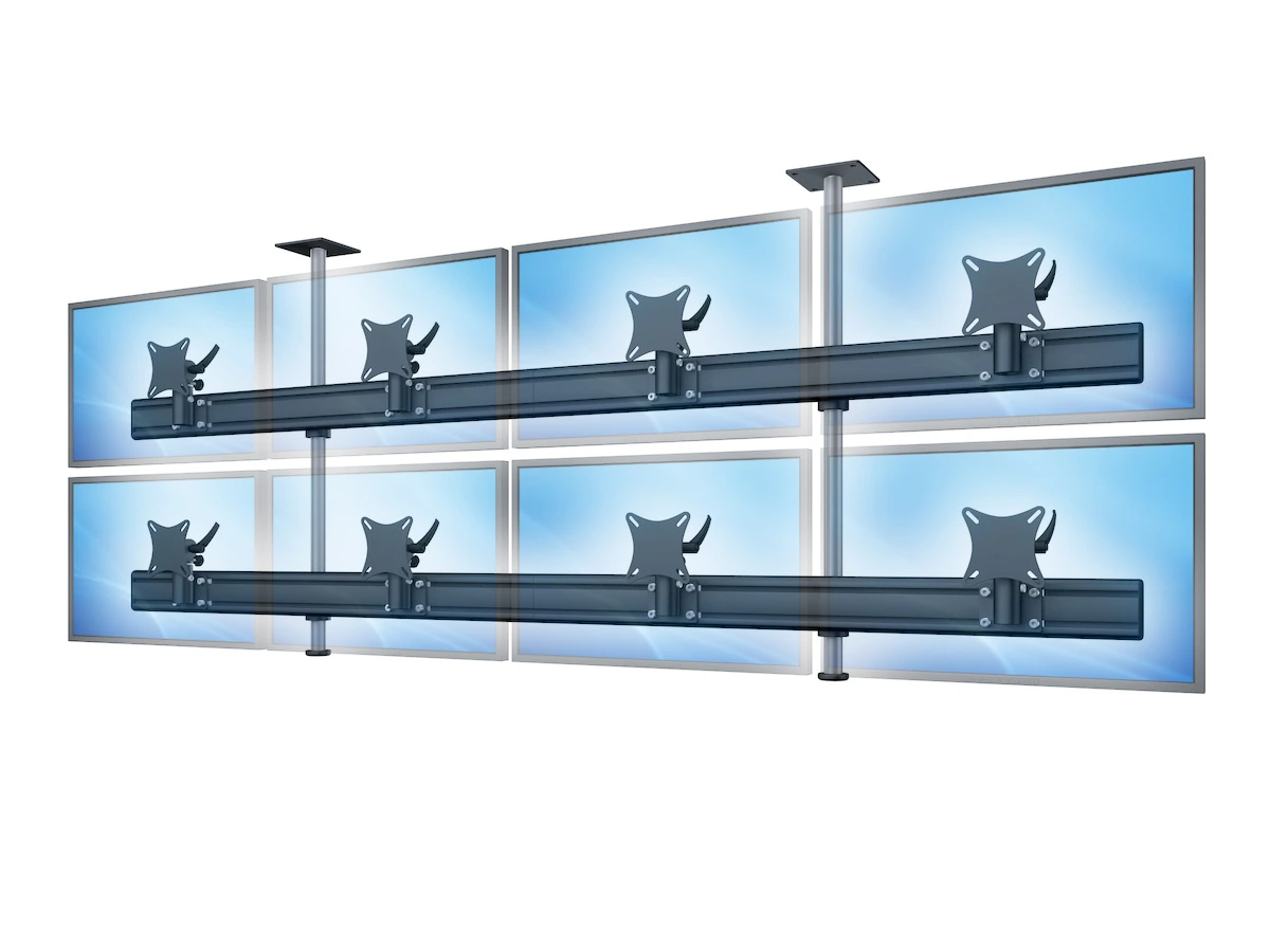 Flat-System Monitorhalter Decke für 8 Monitore 4 + 4 - 25''-32"