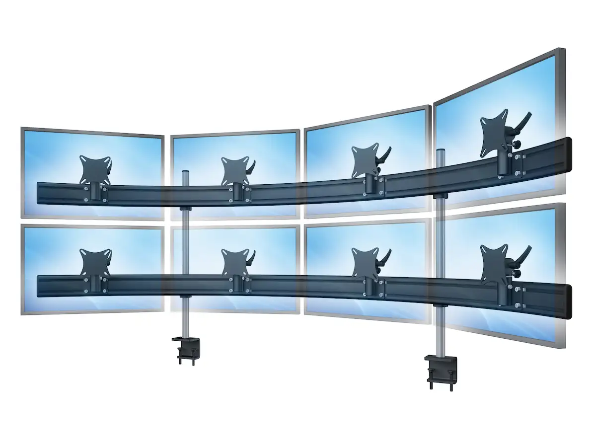 Para-System Monitorhalterung für 8 Monitore mit Tisch-Klemme 4+4 - 20''-24''