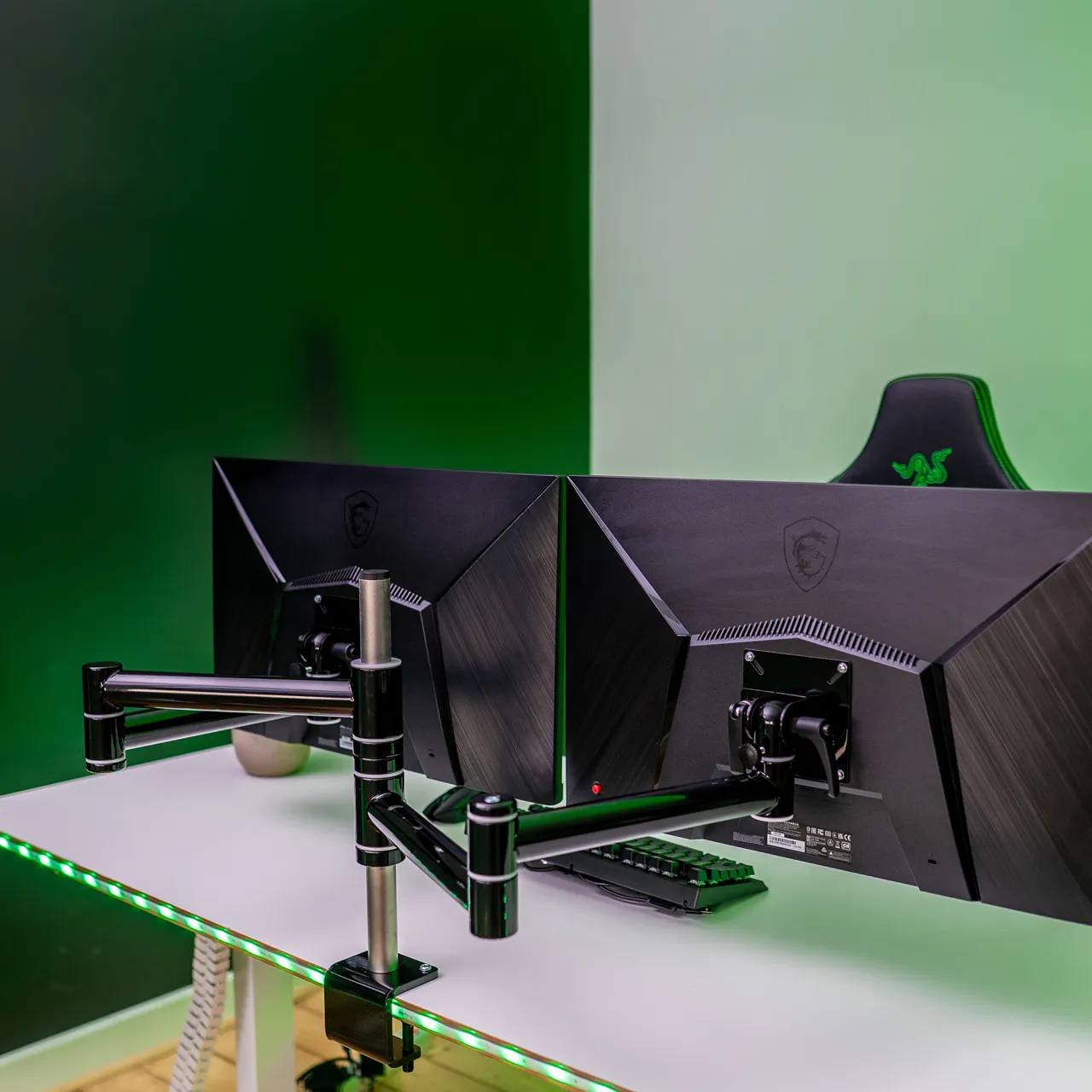 Flex-System Monitorhalterung für 2 Bildschirme mit Tisch-Klemme 2er - 25''-32''