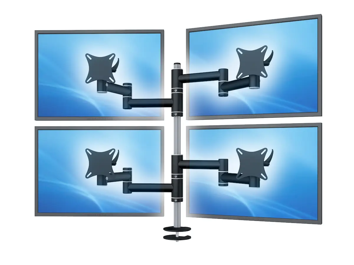 Flex-System Monitorhalterung für 4 Monitore Einbauadapter mit Kabelauslass (MA) 2+2 - 17''-24''