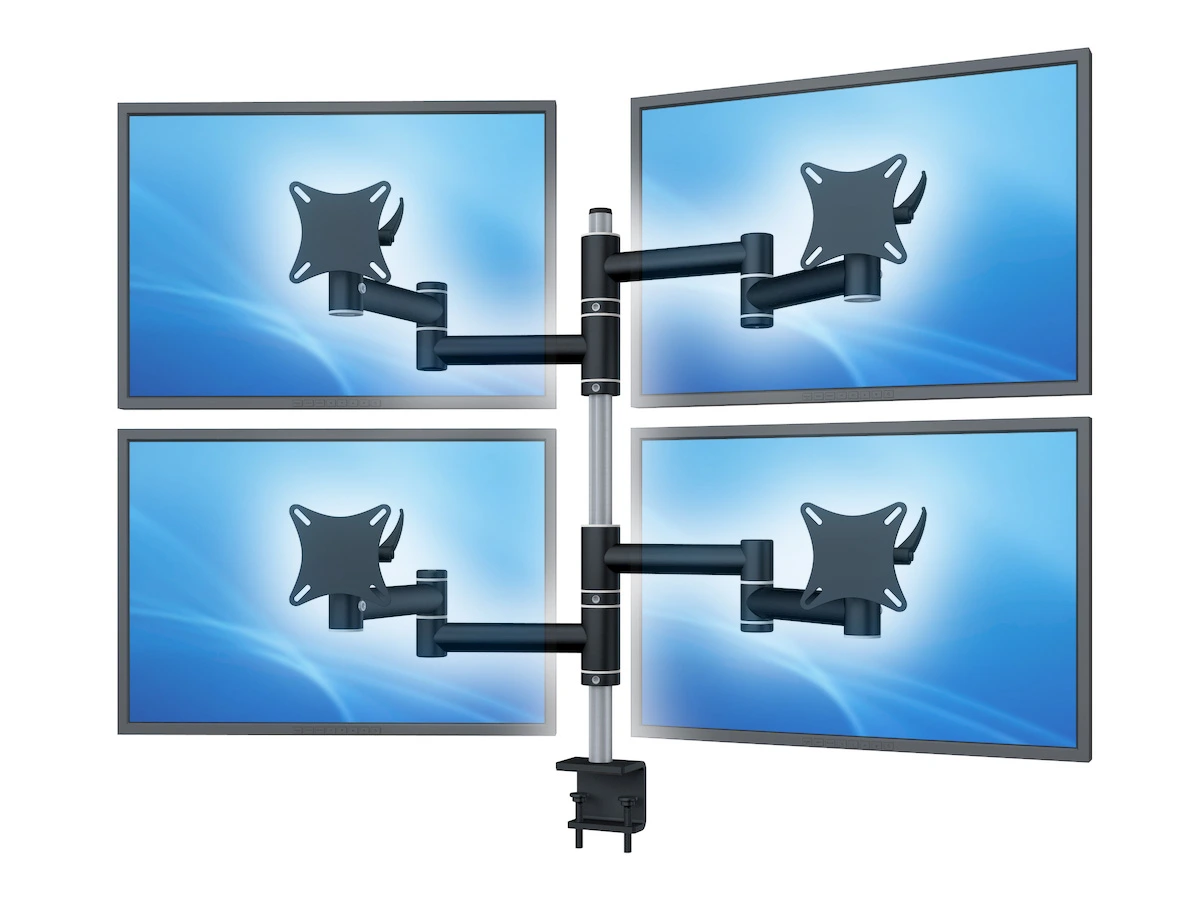 Flex-System Monitorhalterung für 2 Bildschirme mit Tisch-Klemme 2+2 - 25''-32''