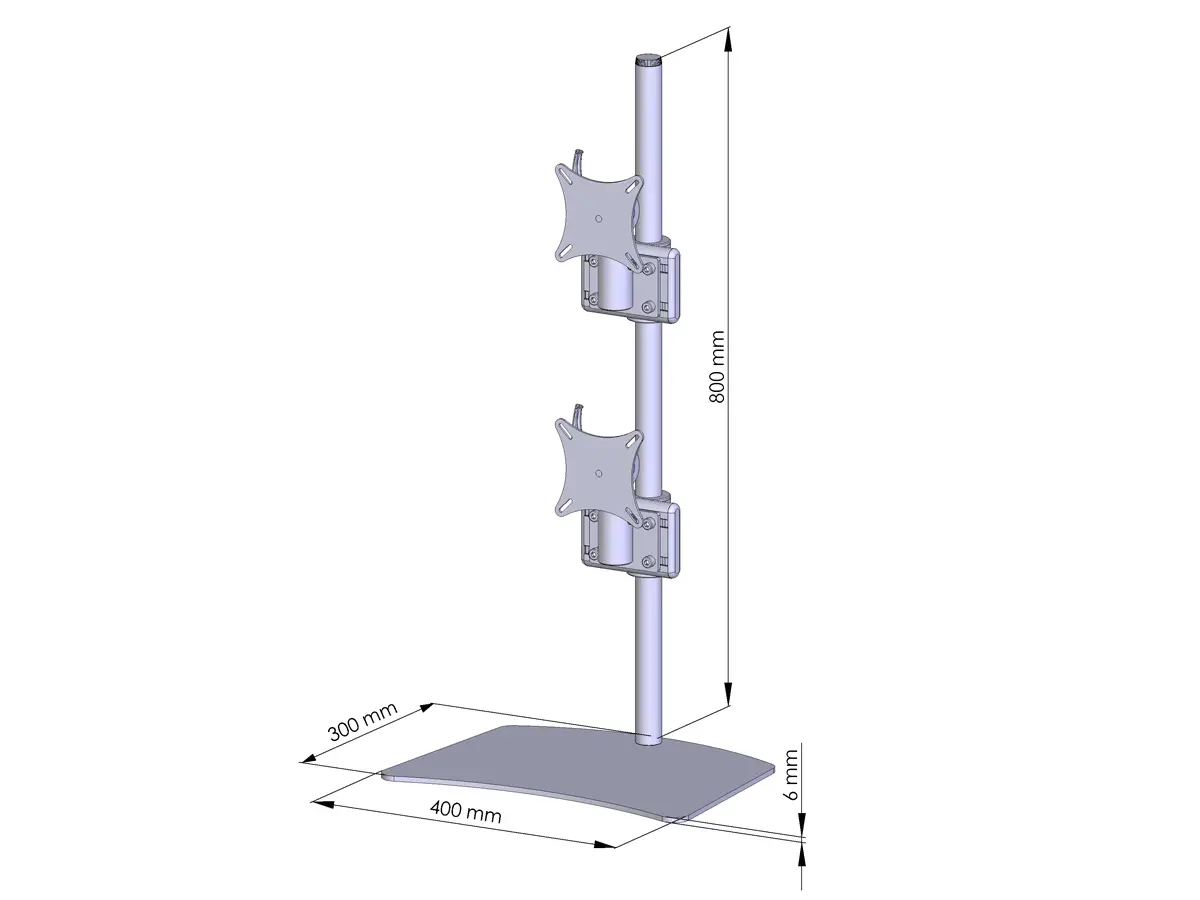 Curved Monitorhalter Flat bis 49" für 2 Bildschirme mit Tischstand