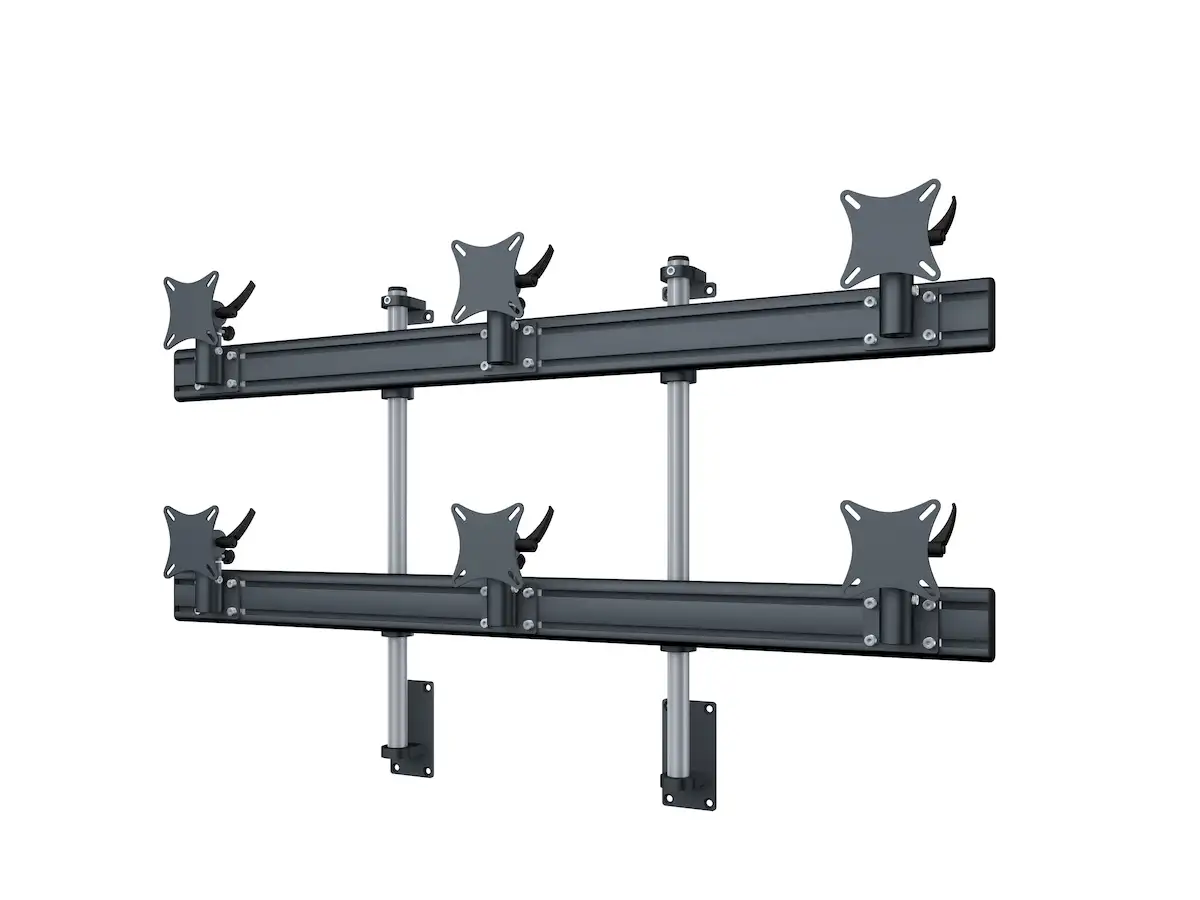 Flat-System Wandhalter für 6 Monitore  3+3 - 20''-24''