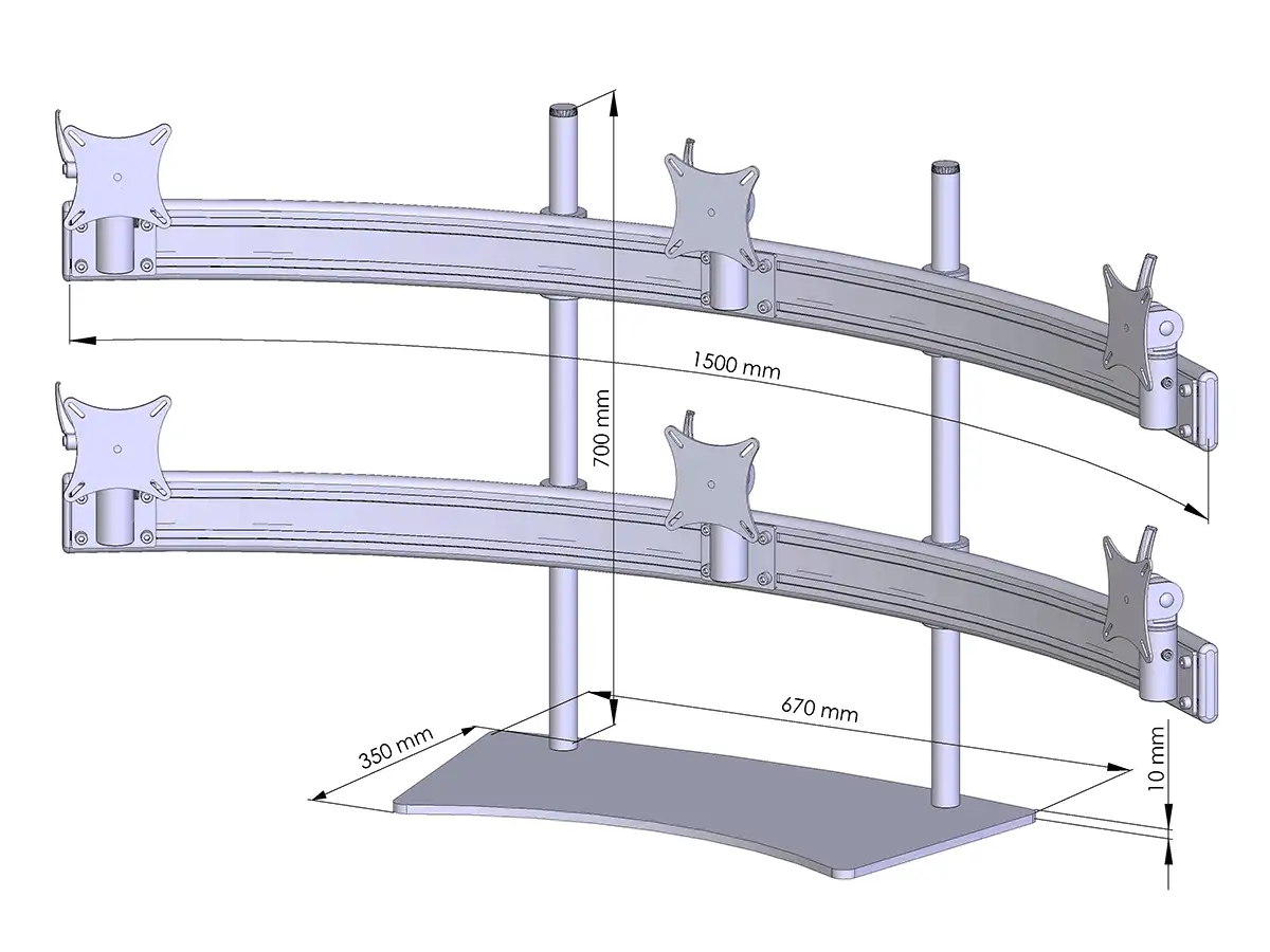 Para-System Monitorhalter für 6 Monitore mit Tisch-Stand 3+3- 20''-24''