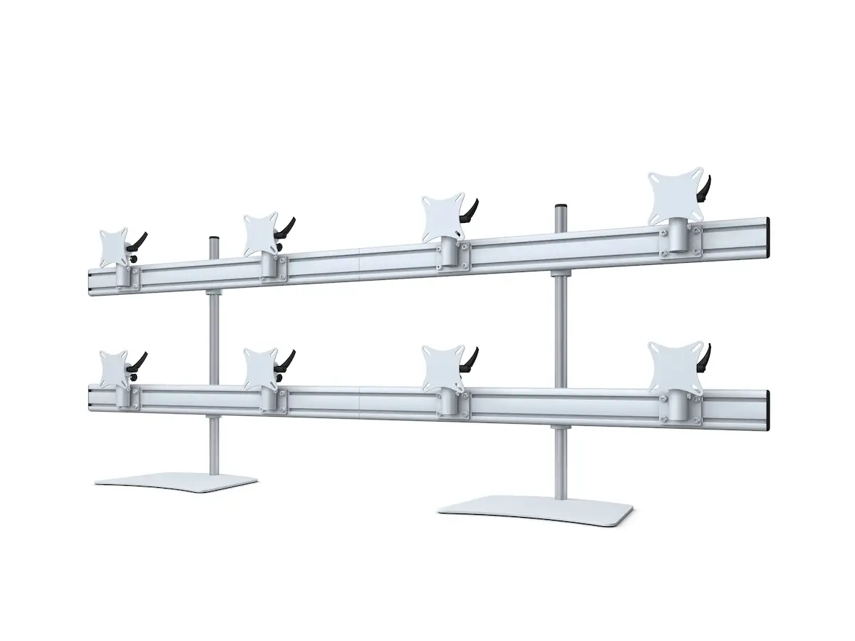Flat-System Monitorhalter für 8 Monitore mit Tisch-Stand-Fuß 4+4 - 20''-24'