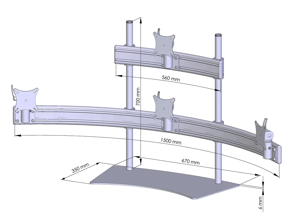 Para-System Monitorhalter für 4 Monitore mit Tisch-Stand 3+1 - 20''-24''