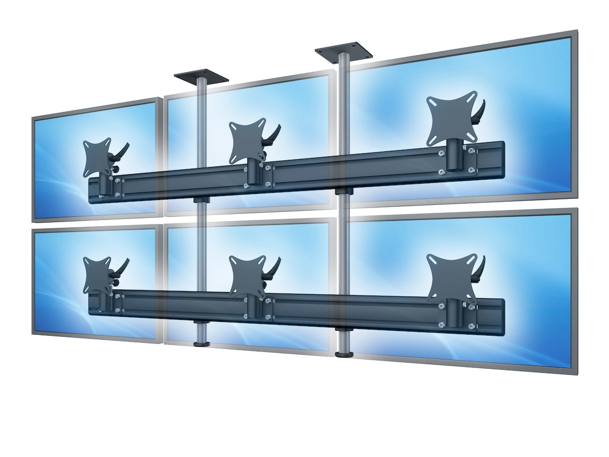 Flat-System Monitorhalter Decke für 6 Monitore 3 + 3 - 20''-24"
