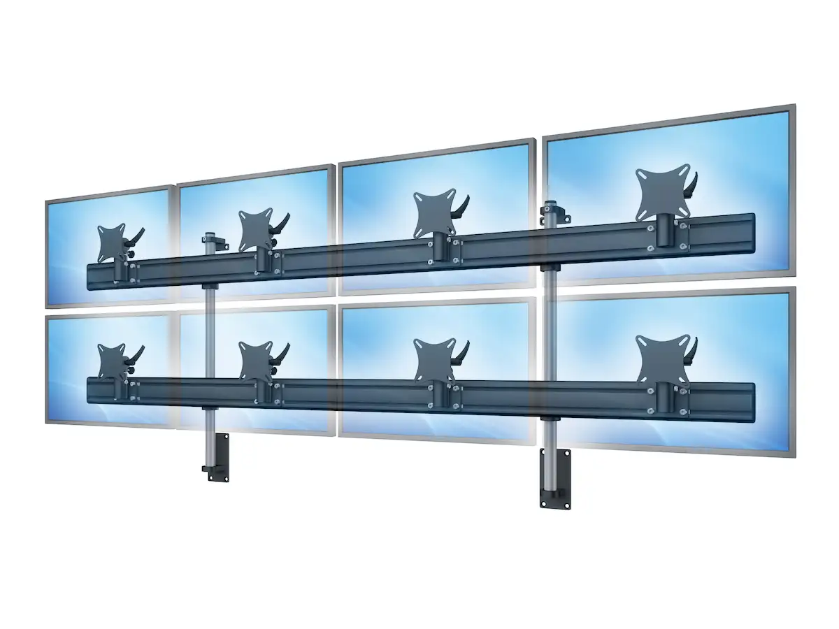 Flat-System Wandhalter für 8 Monitore  4+4 - 20''-24''