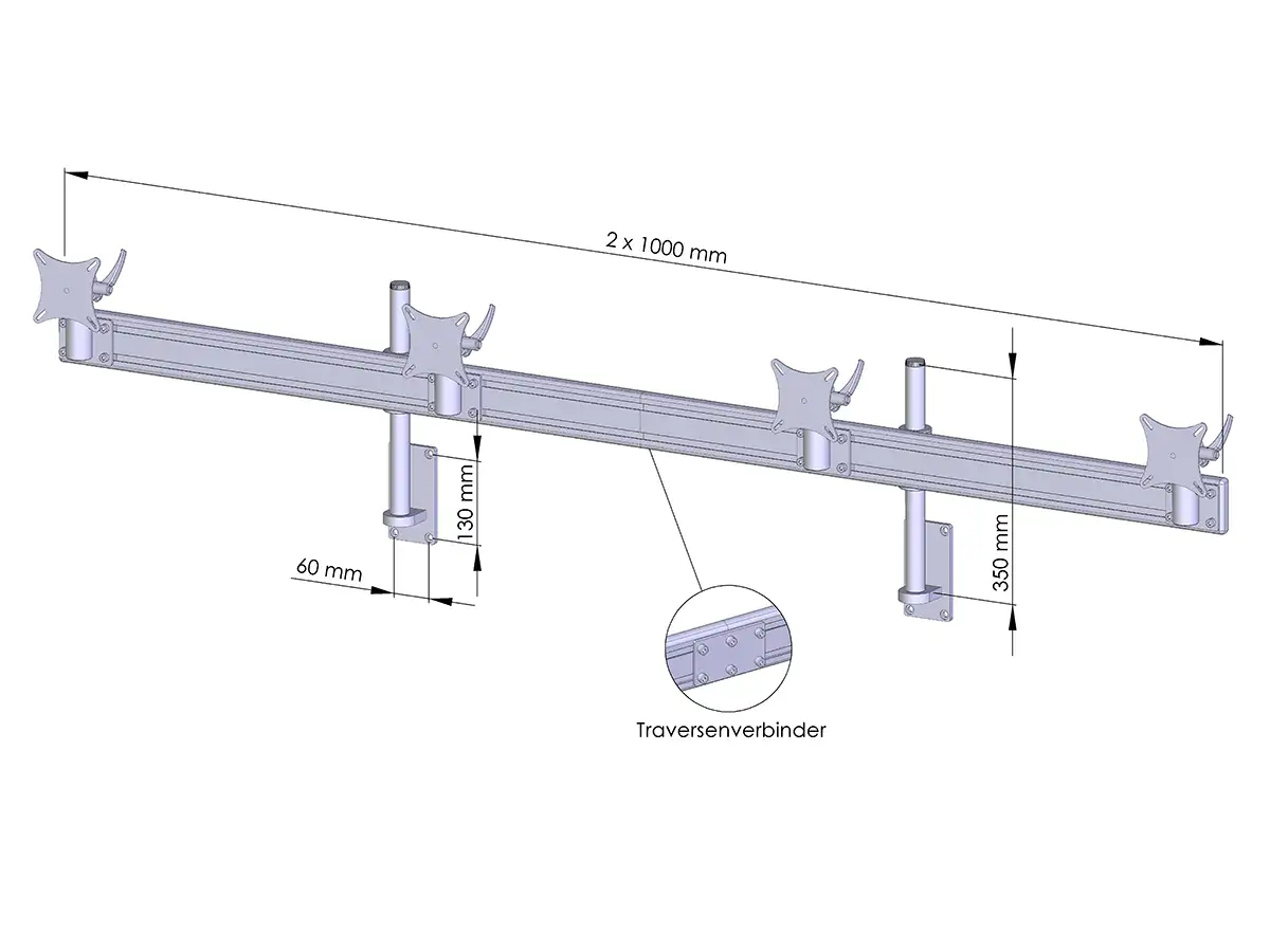 Flat-System Wandhalter für 4 Monitore 4er - 20''-24"