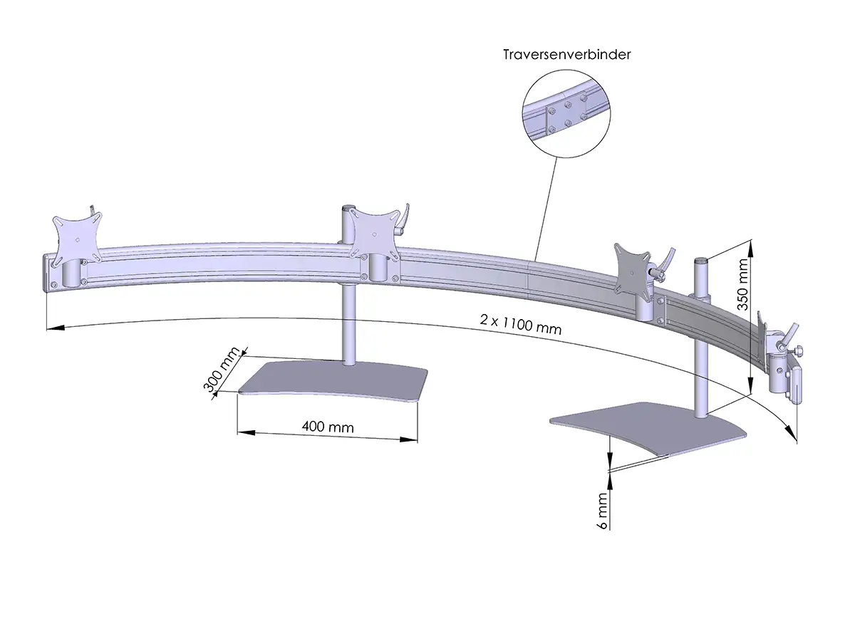 Para-System Monitorhalter für 4 Monitore mit Tisch-Stand 4er - 20''-24''