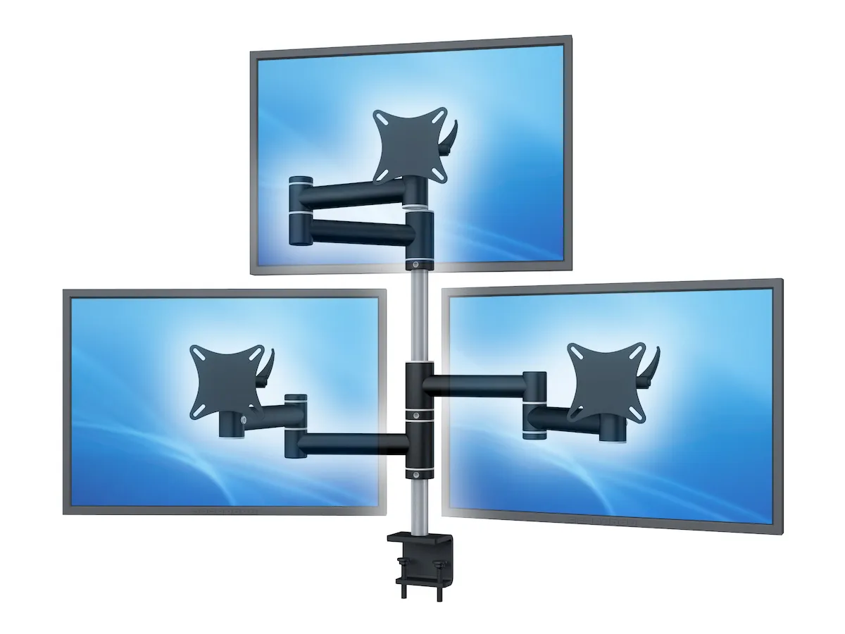 Flex-System Monitorhalterung für 3 Bildschirme mit Tisch-Klemme 3er - 25''-32''