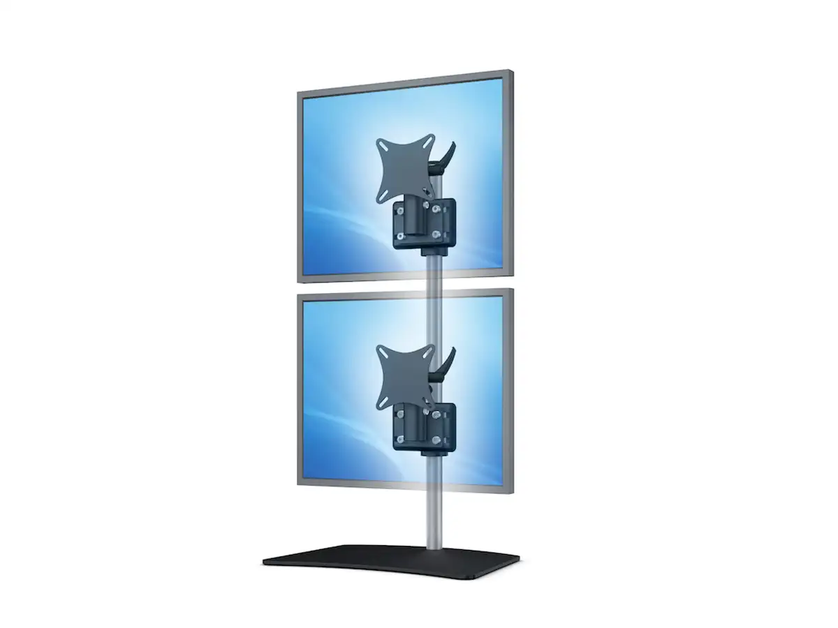 Flat-System Monitorhalter für 2 Monitore mit Tisch-Stand-Fuß 1+1 - 17''-24''
