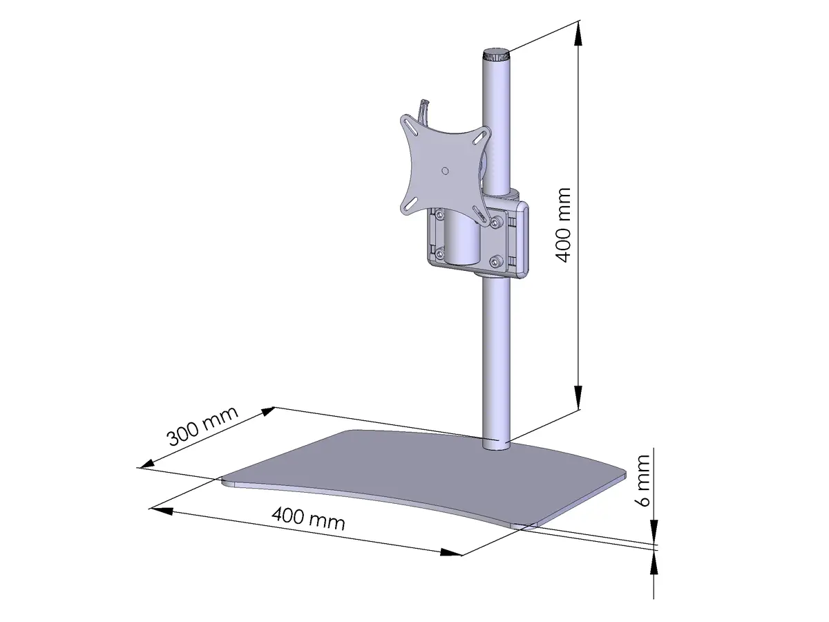 Curved Monitorhalter Flat bis 49" für 1 Bildschirm mit Tischstand