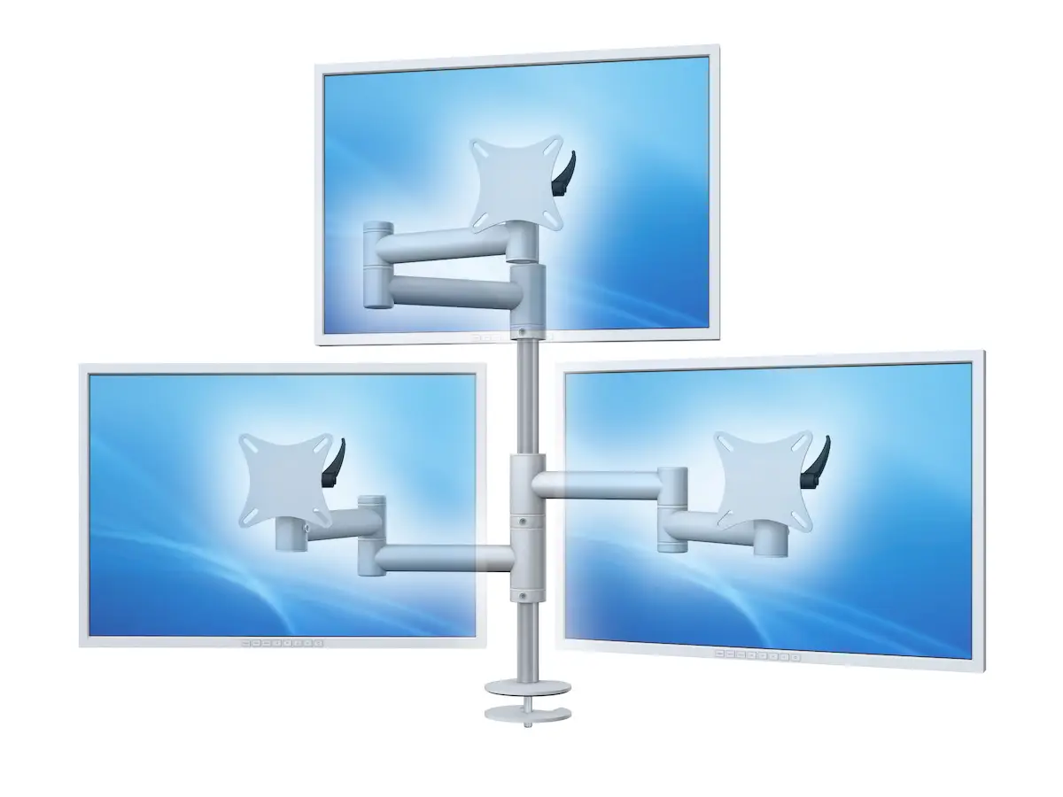 Flex-System Monitorhalterung für 3 Monitore Einbauadapter mit Kabelauslass (MA) 2+1 - 17''-24''