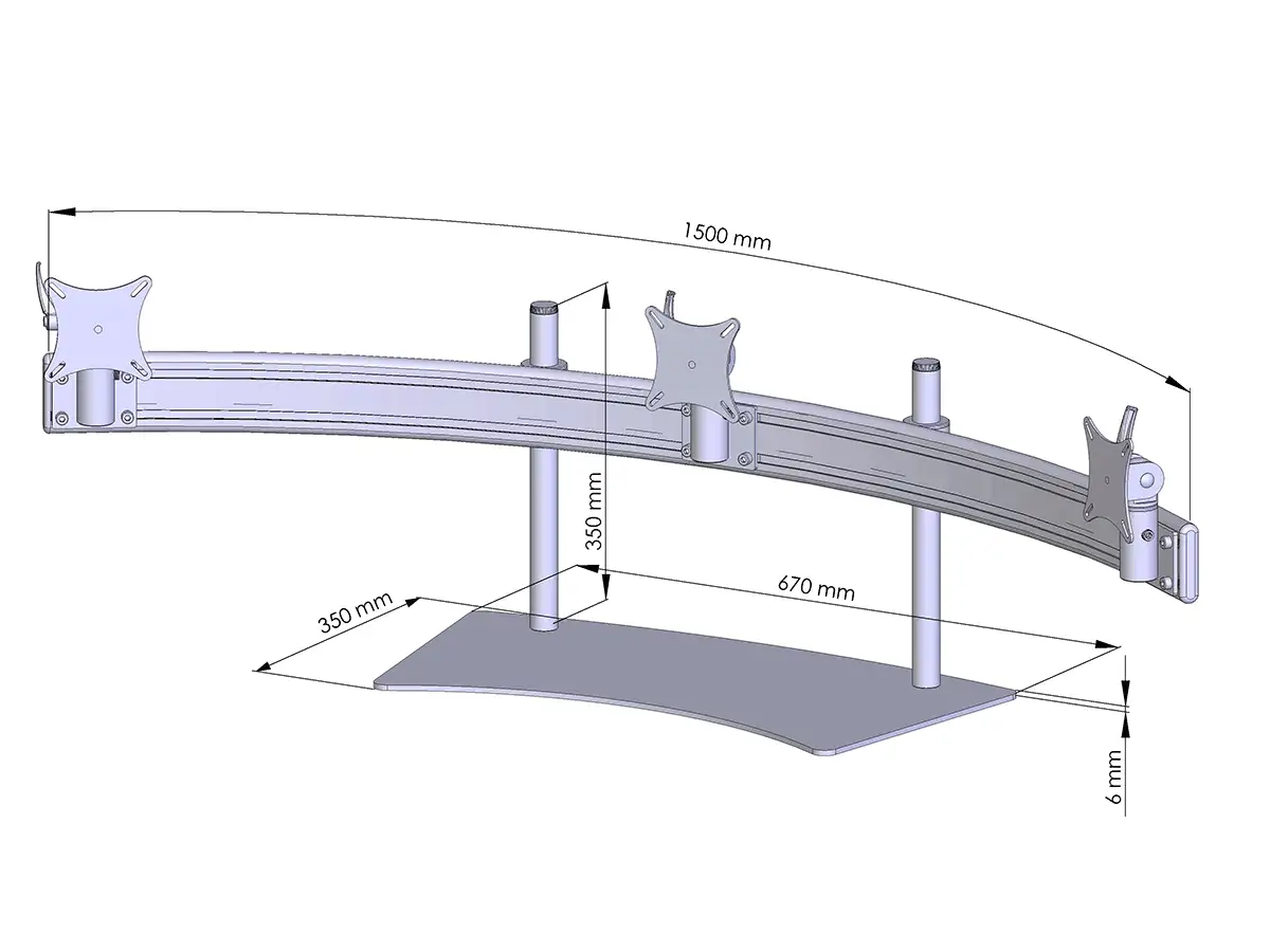 Para-System Monitorhalter für 3 Monitore mit Tisch-Stand 3er - 20''-24''