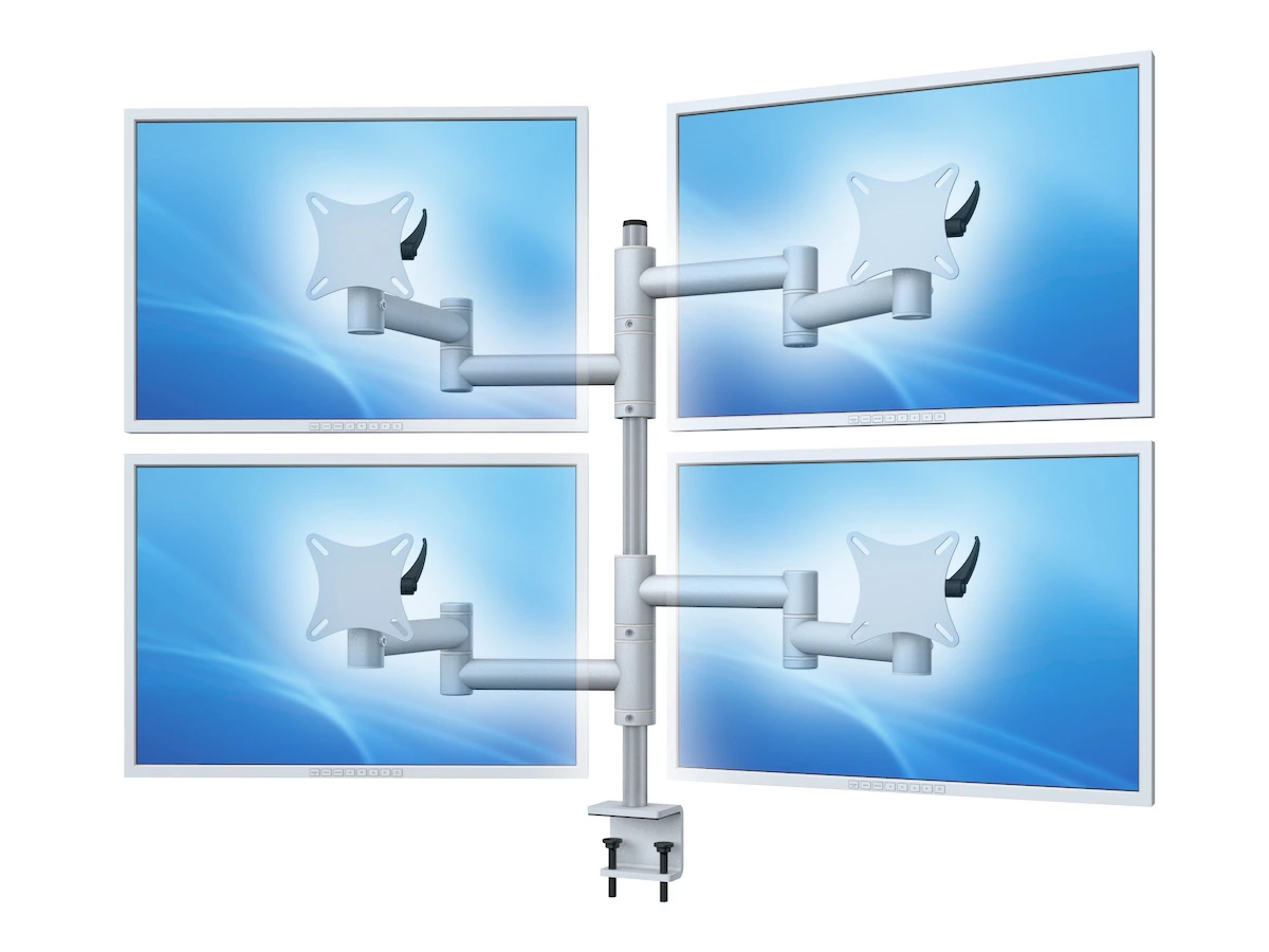 Flex-System Monitorhalterung für 2 Bildschirme mit Tisch-Klemme 2+2 - 17''-24''