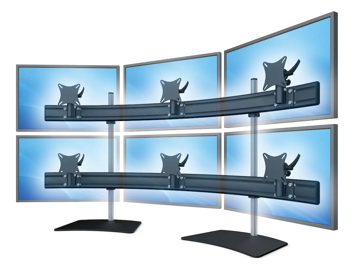 Para System Monitorhalterung für 6 Monitore mit Tisch-Stand 3+3 - 25''-32''