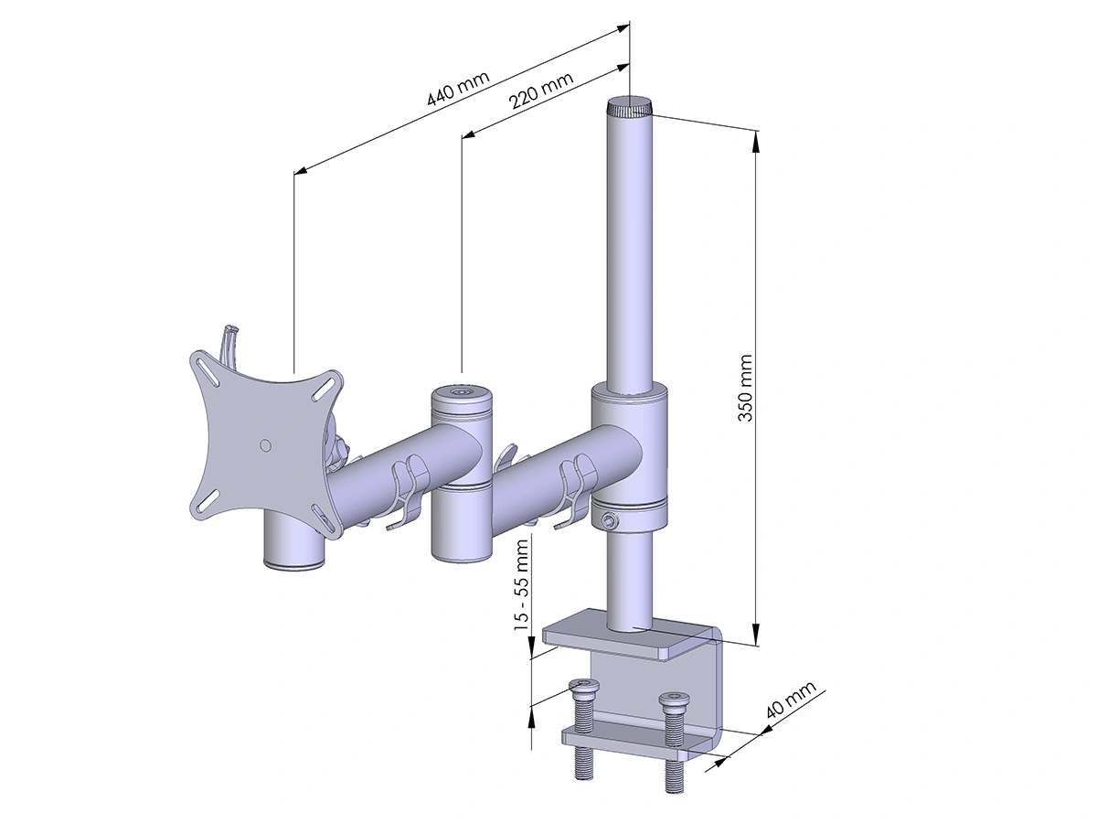 Flex-System Monitorhalterung für 1 Bildschirme mit Tisch-Klemme 1er - 17''-24''
