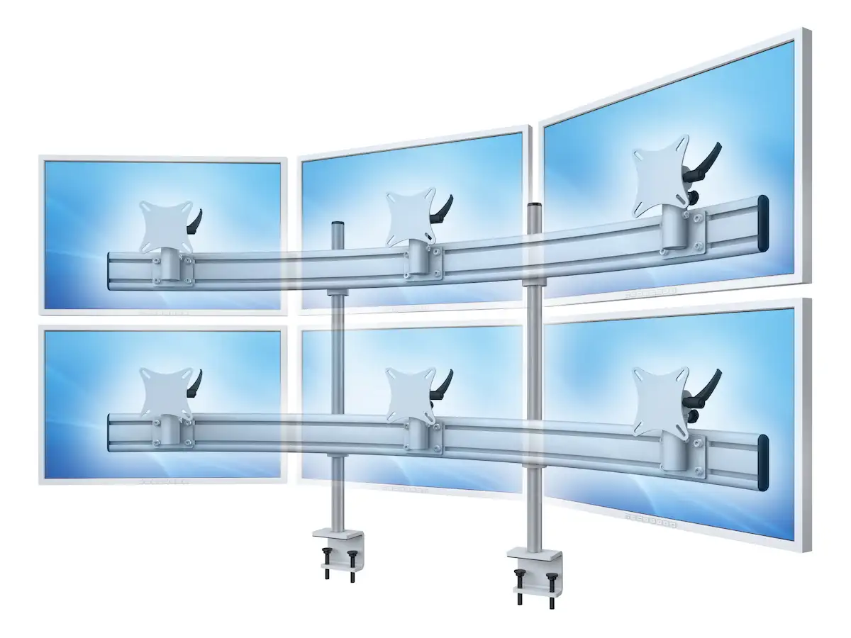 Para System Monitorhalterung für 6 Monitore mit Tisch-Klemme 3+3 - 25''-32''