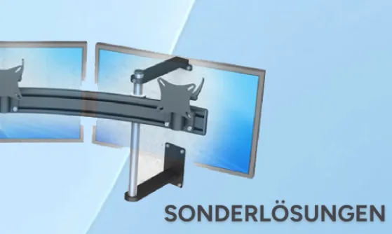 Spezialhalterung für Monitore an ergonomischem Arbeitsplatz