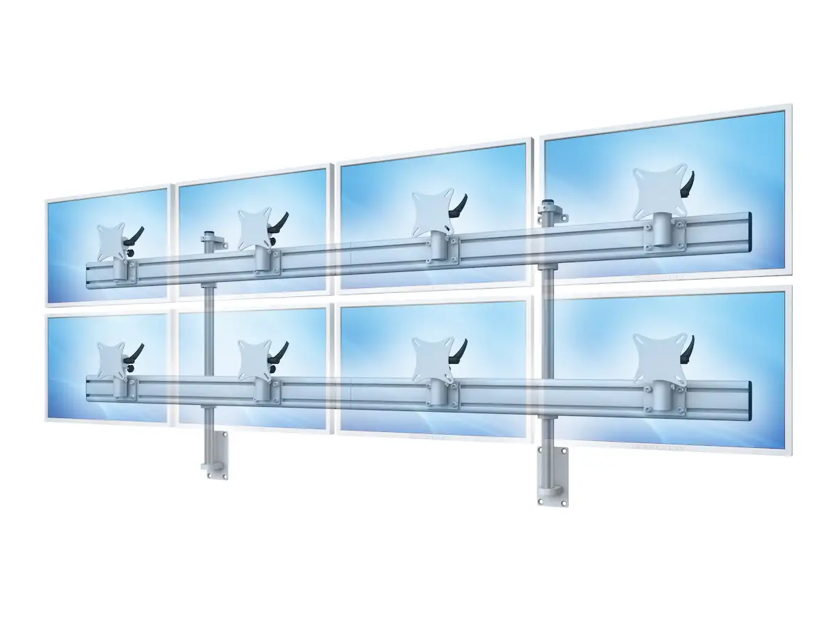 Flat-System Wandhalter für 8 Monitore  4+4 - 20''-24''
