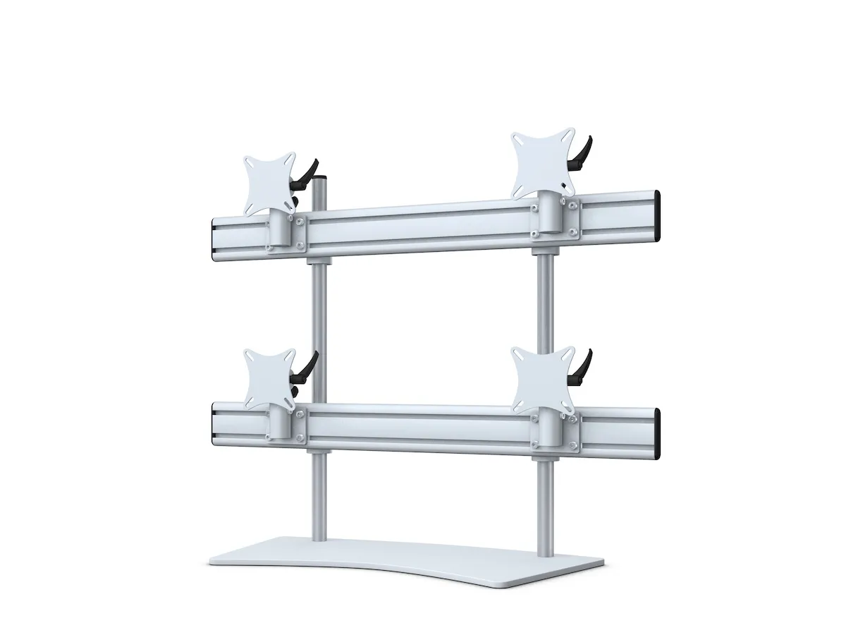 Flat-System Monitorhalter für 4 Monitore mit Tisch-Stand-Fuß 2+2 - 20''-24'