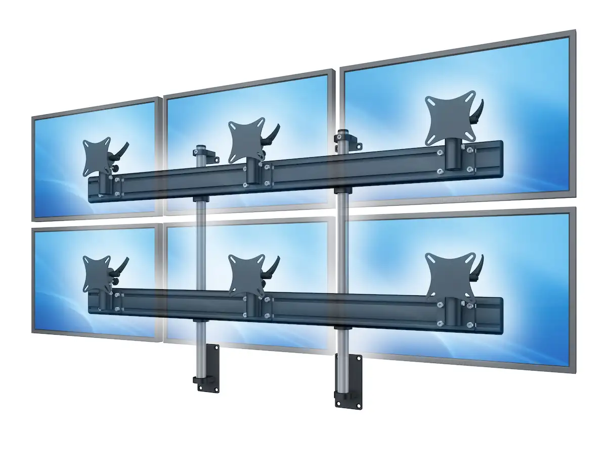 Flat-System Wandhalter für 6 Monitore  3+3 - 20''-24''
