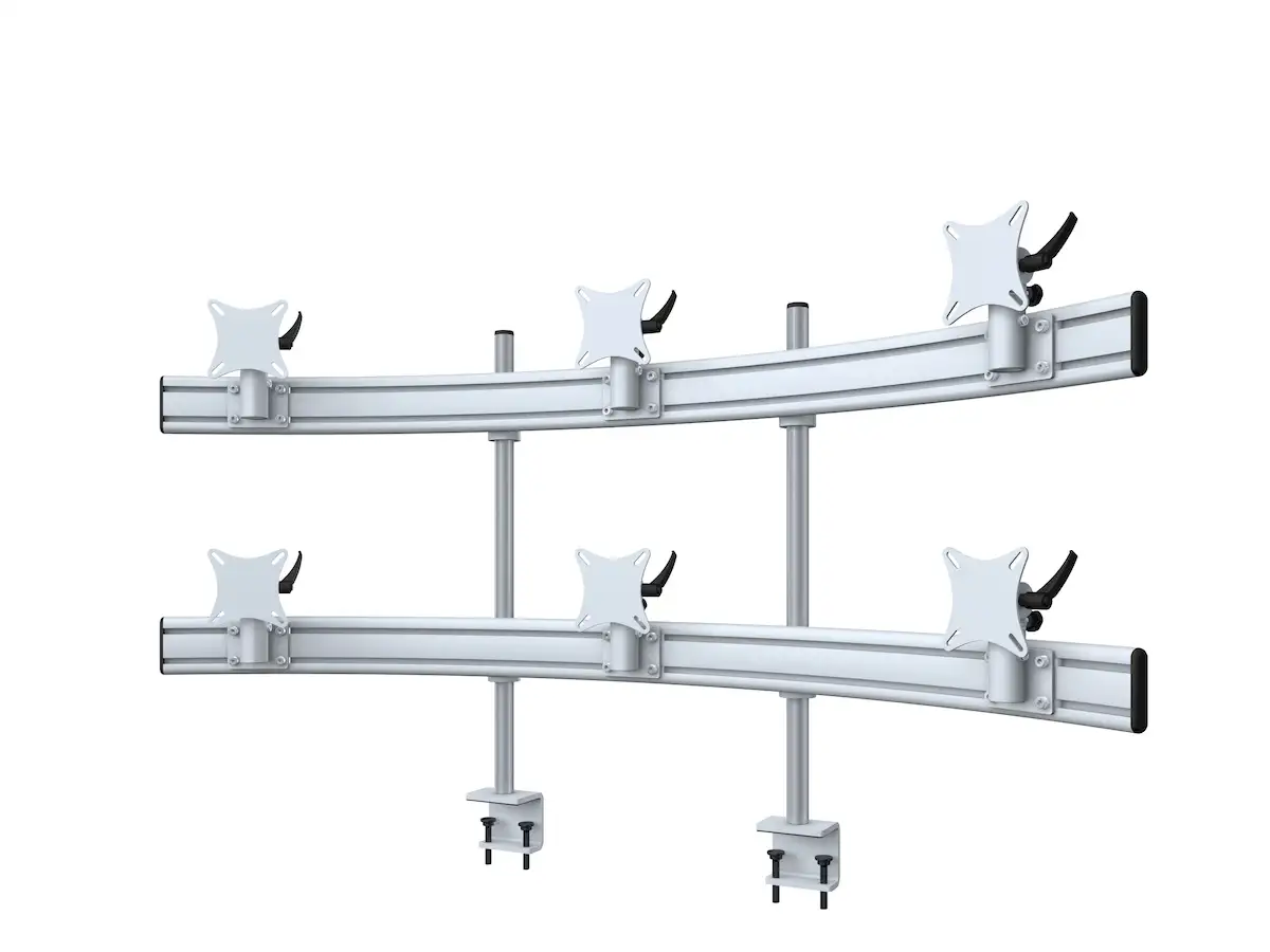 Para System Monitorhalterung für 6 Monitore mit Tisch-Klemme 3+3 - 25''-32''