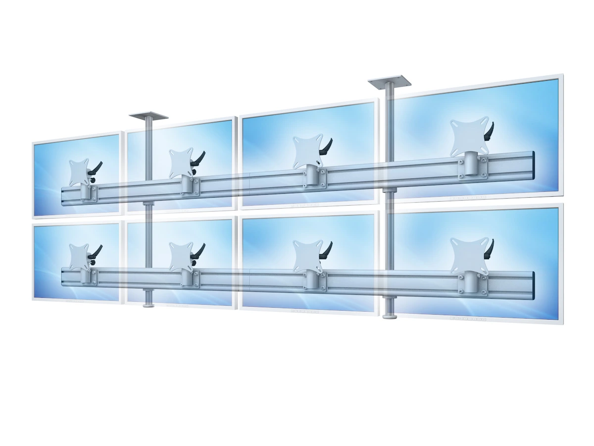 Flat-System Monitorhalter Decke für 8 Monitore 4 + 4 - 20''-24"