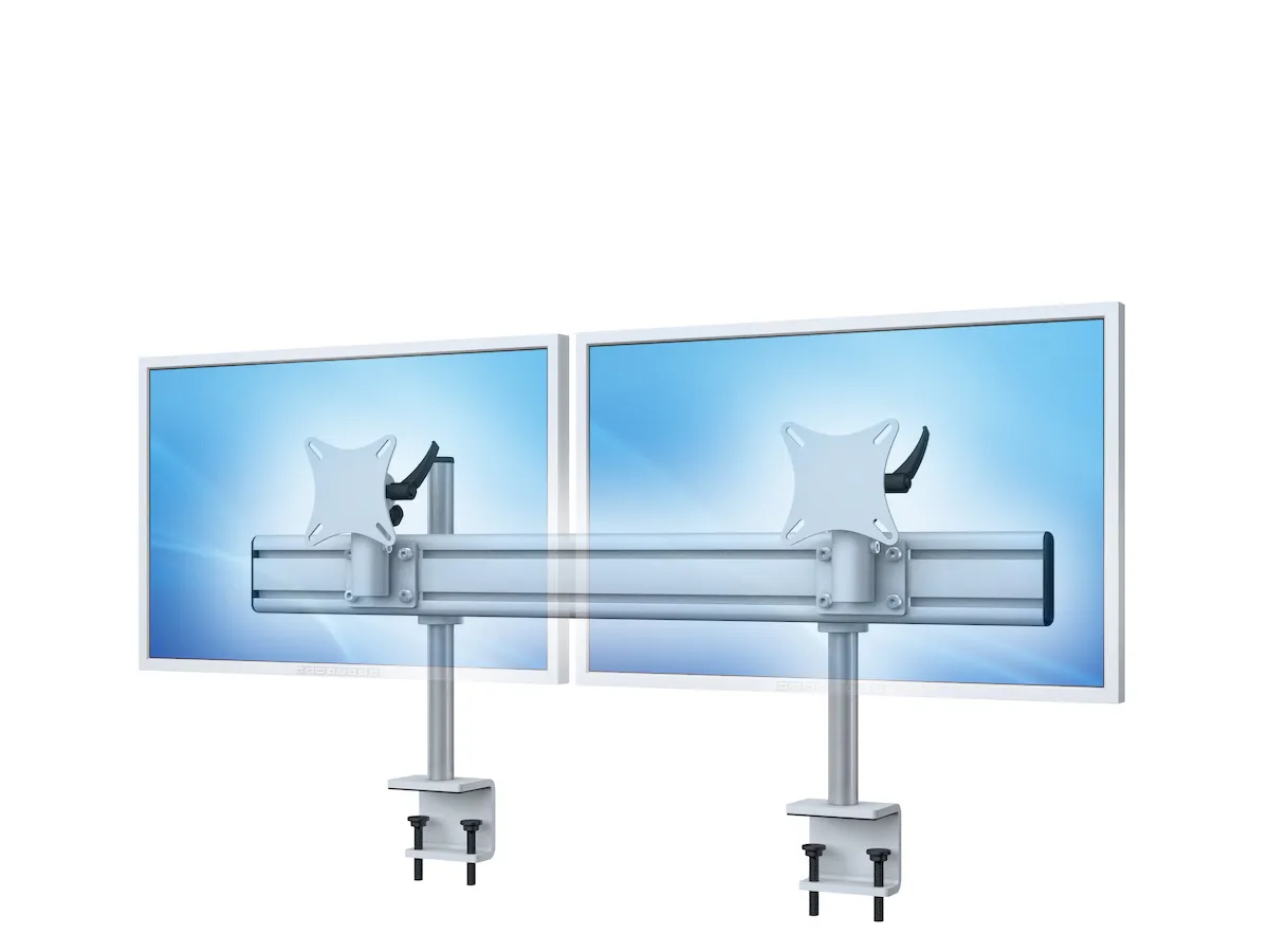 Monitorhalterung mit Tischklemme für zwei Monitore nebeneinander