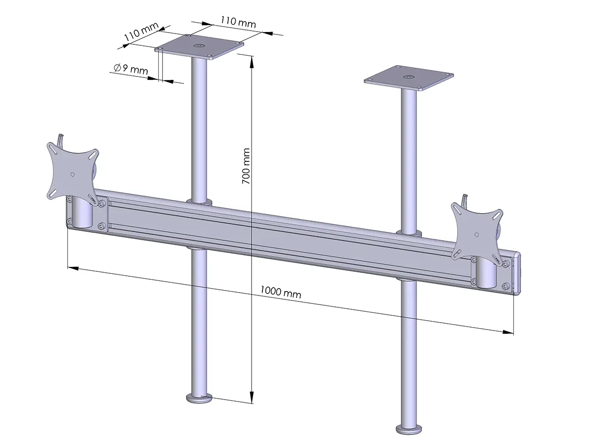 Flat-System Monitorhalter Decke für 2 Monitore 2er - 25''-32"