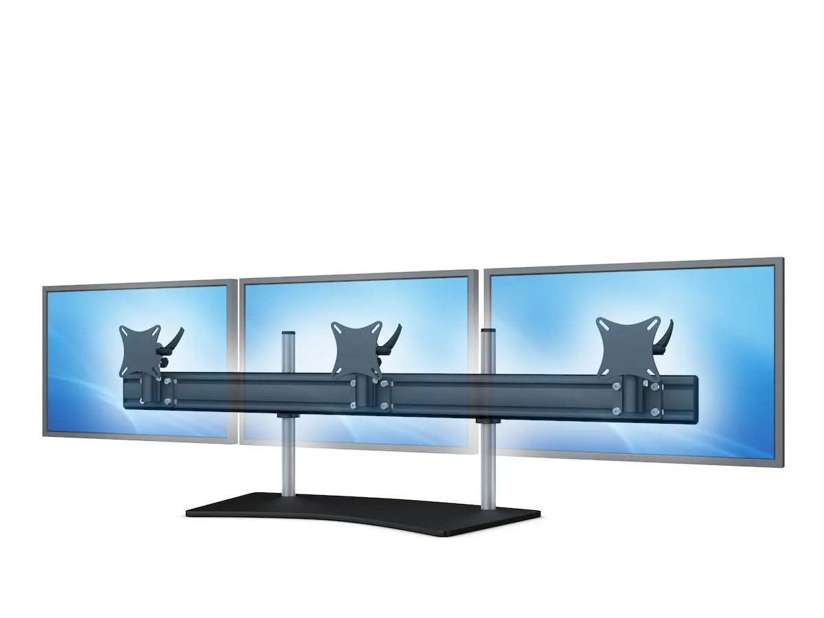 Triple-Monitor-Standfuß für seitlich platzierte Displays