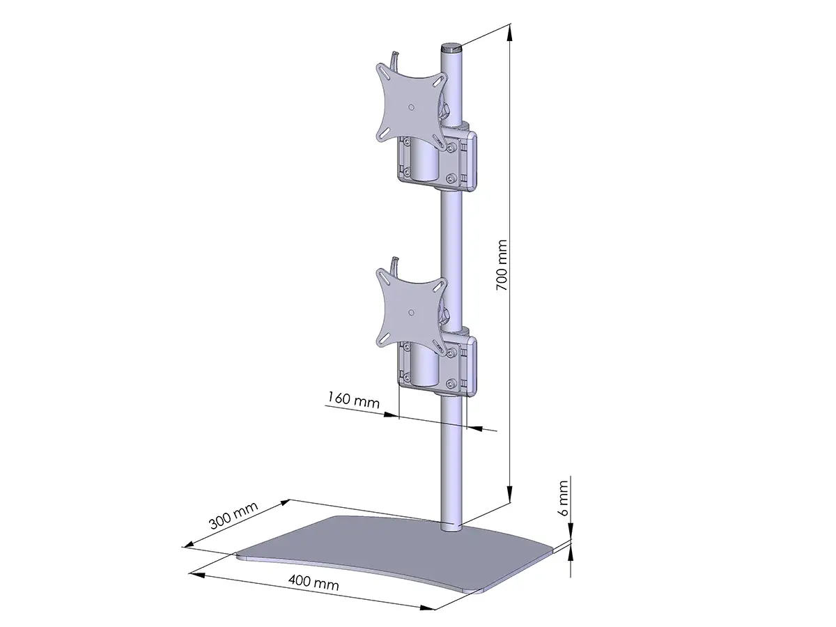 Flat-System Monitorhalter für 2 Monitore mit Tisch-Stand-Fuß 1+1 - 17''-24''