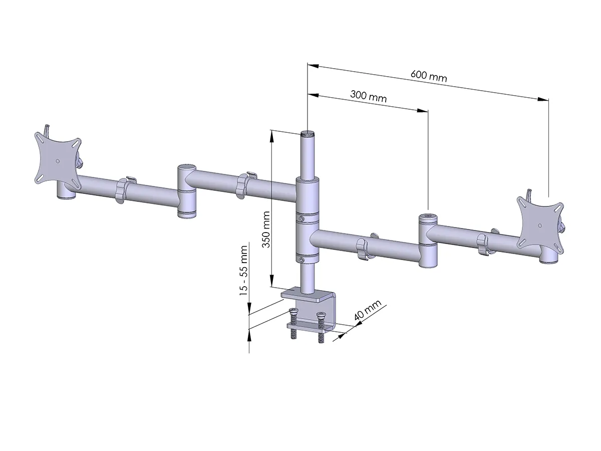 Flex-System Monitorhalterung für 2 Bildschirme mit Tisch-Klemme 2er - 25''-32''