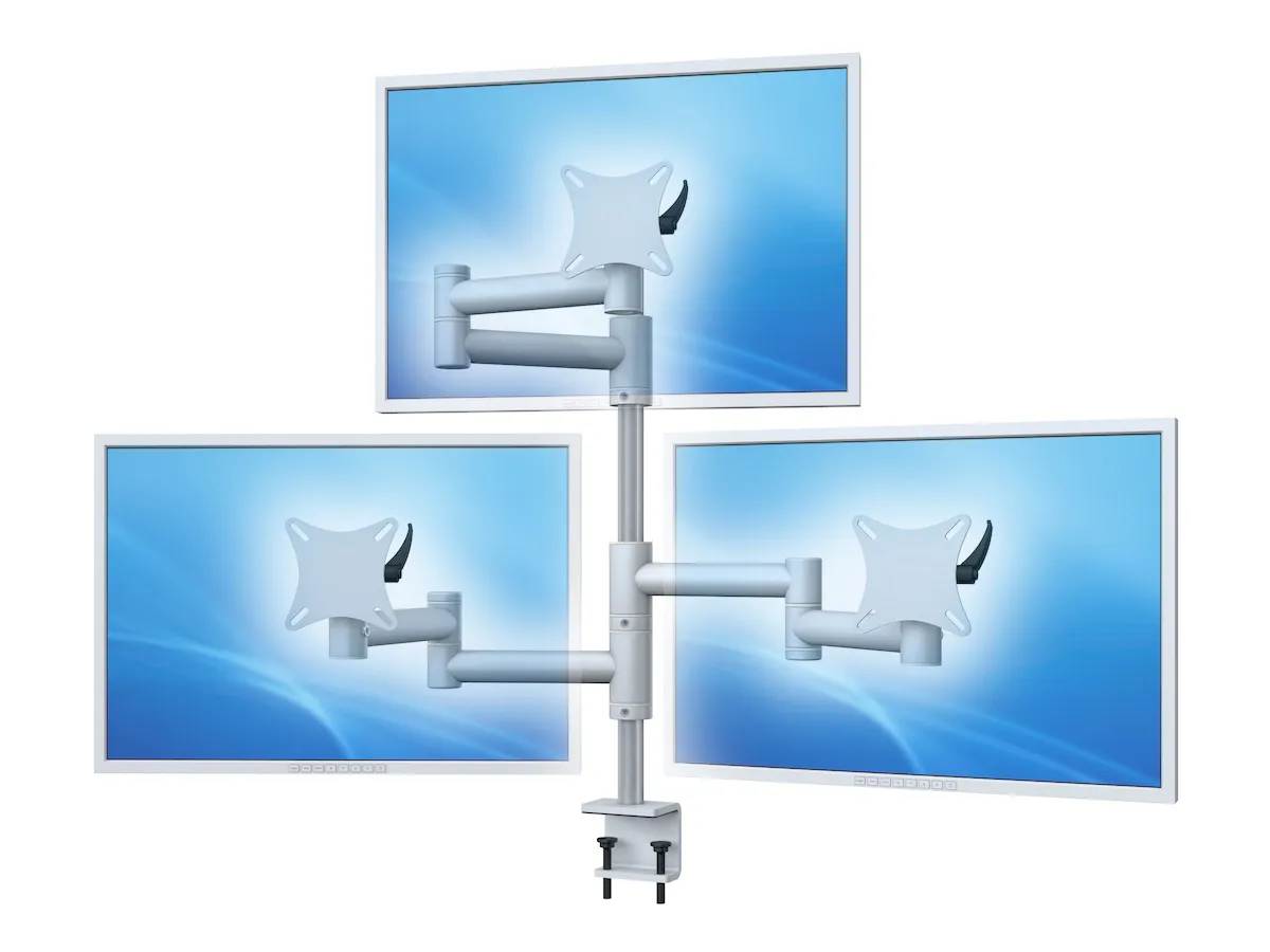Flex-System Monitorhalterung für 3 Bildschirme mit Tisch-Klemme 3er - 17''-24''