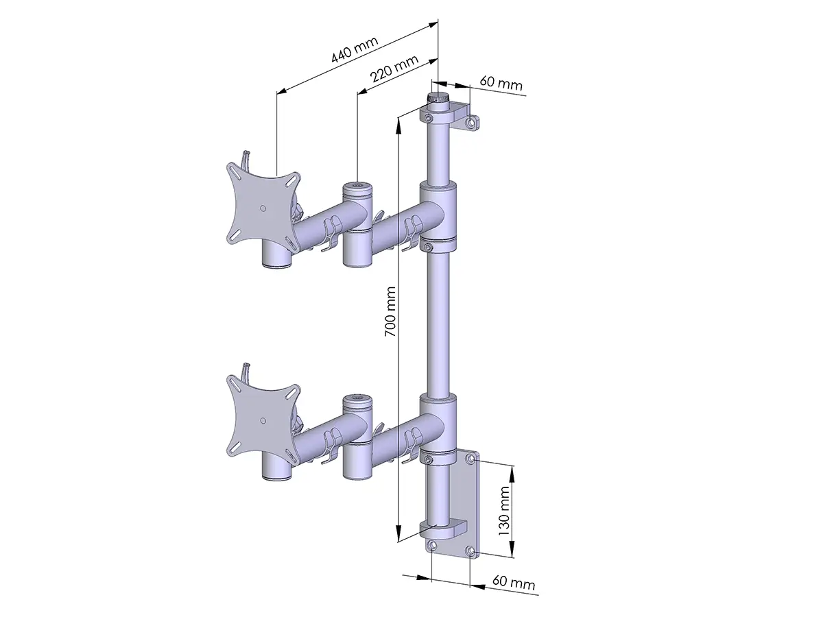 Curved Monitorhalter bis 49" für 2 Bildschirme mit Wandhalterung
