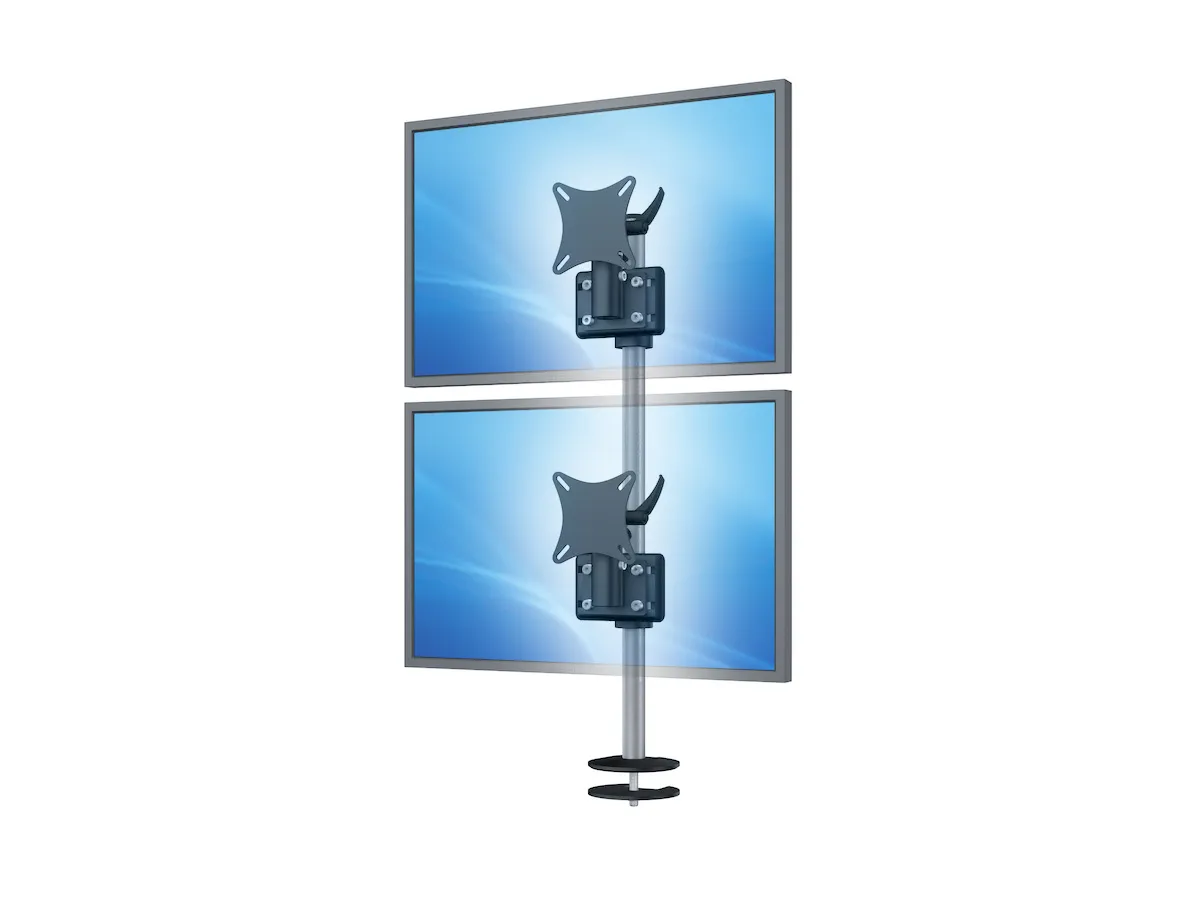 Vertikale Dual-Monitor-Tischhalterung mit Kabelmanagement