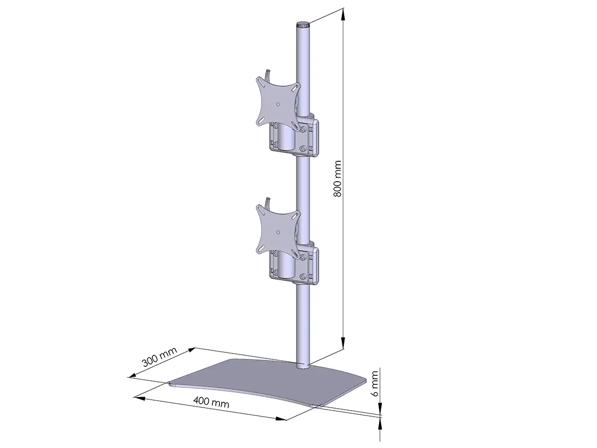 Flat-System Monitorhalter für 2 Bildschirme mit Tisch-Stand-Fuß 1+1 - 25''-32''