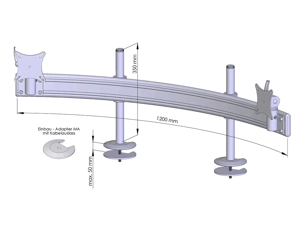 Para System Monitorhalterung für 2 Monitore Einbauadapter mit Kabelauslass (MA)  2er - 25''-32''