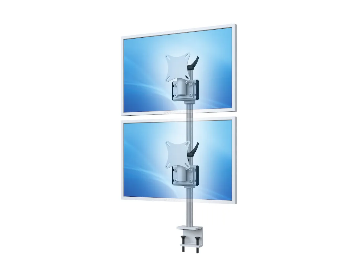 Multimonitor-Tischhalterung mit Klemme für zwei Monitore übereinander