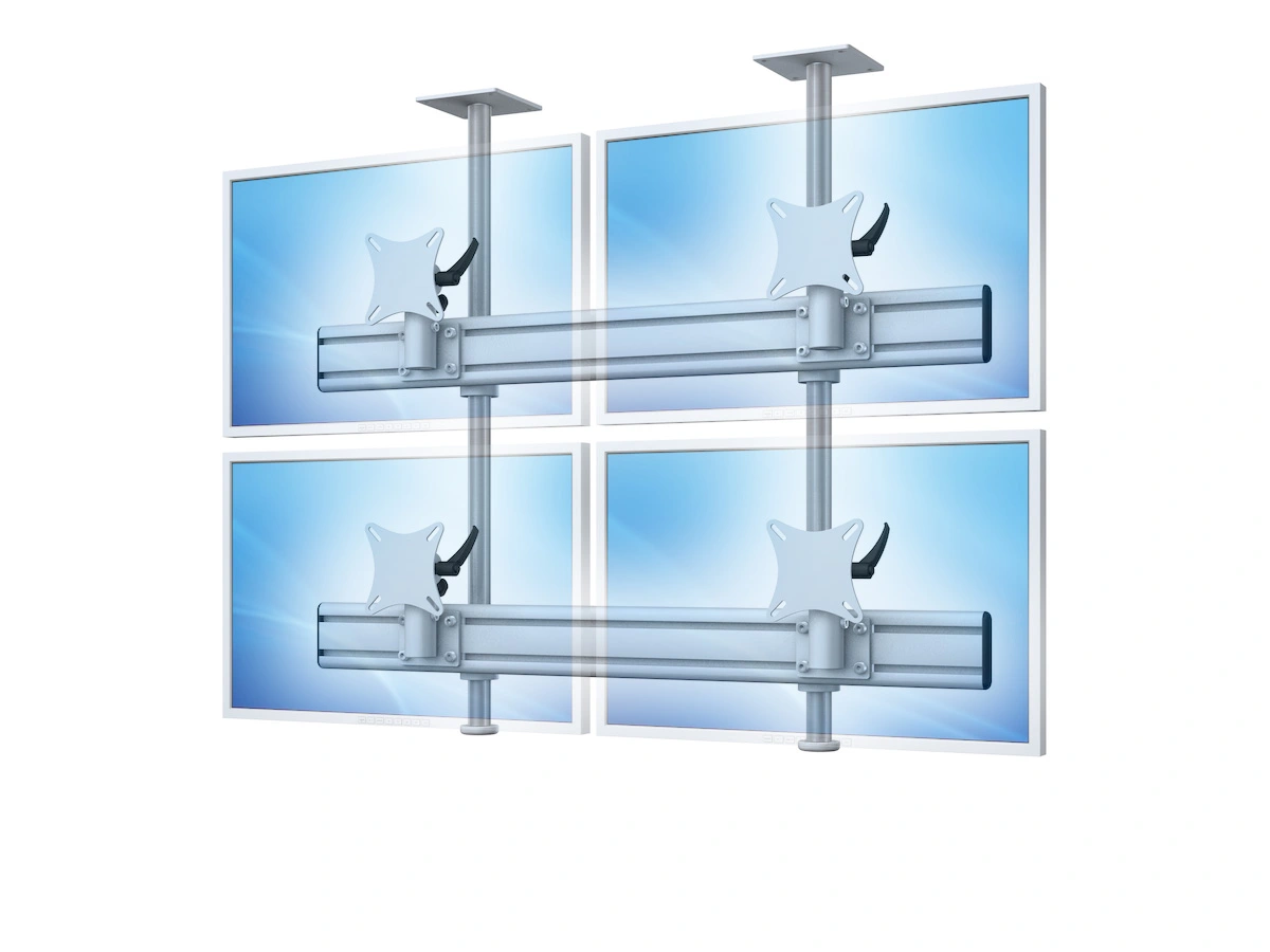 Flat-System Monitorhalter Decke für 4 Monitore 2 + 2 - 20''-24"