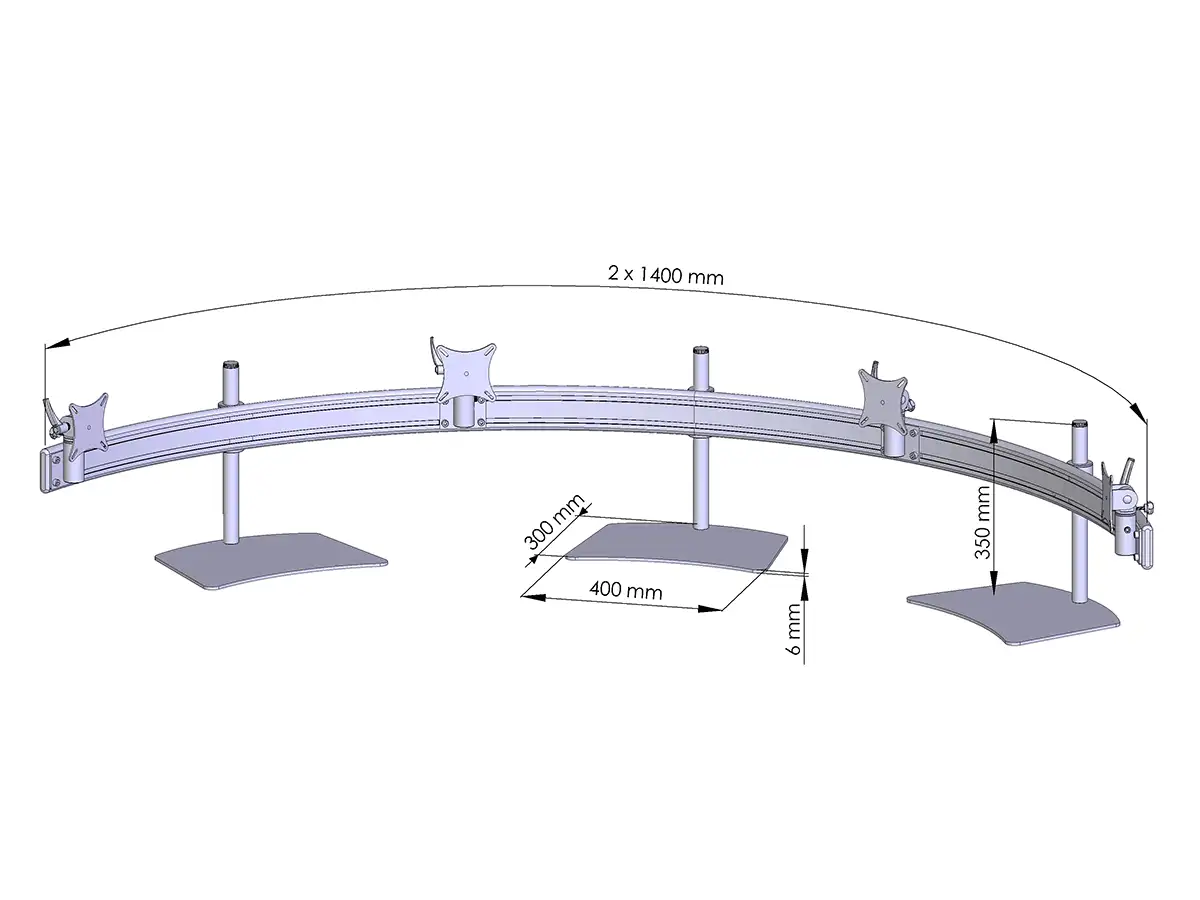 Para-System Monitorhalter für 4 Monitore mit Tisch-Stand 4er - 25"-32"