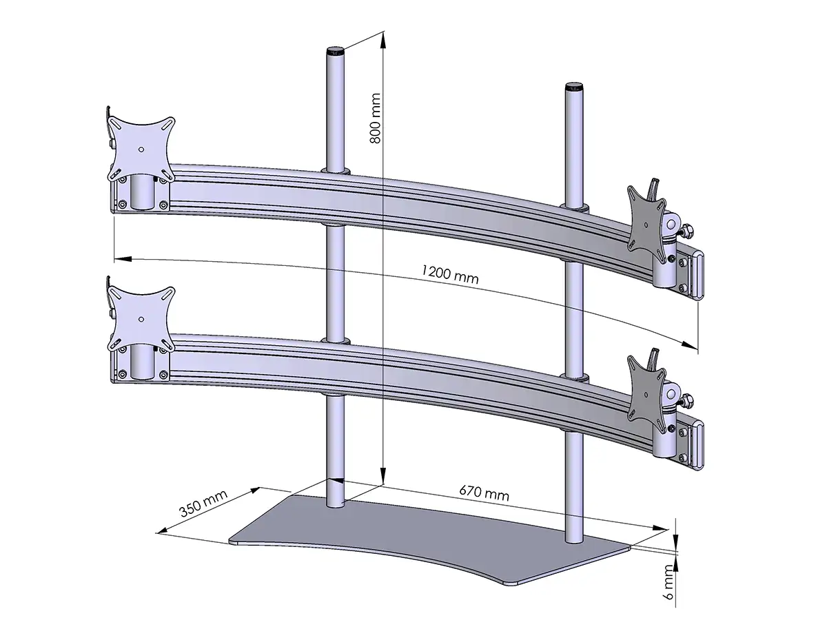 Para-System Monitorhalter für 4 Monitore mit Tisch-Stand 2+2 - 25''-32''