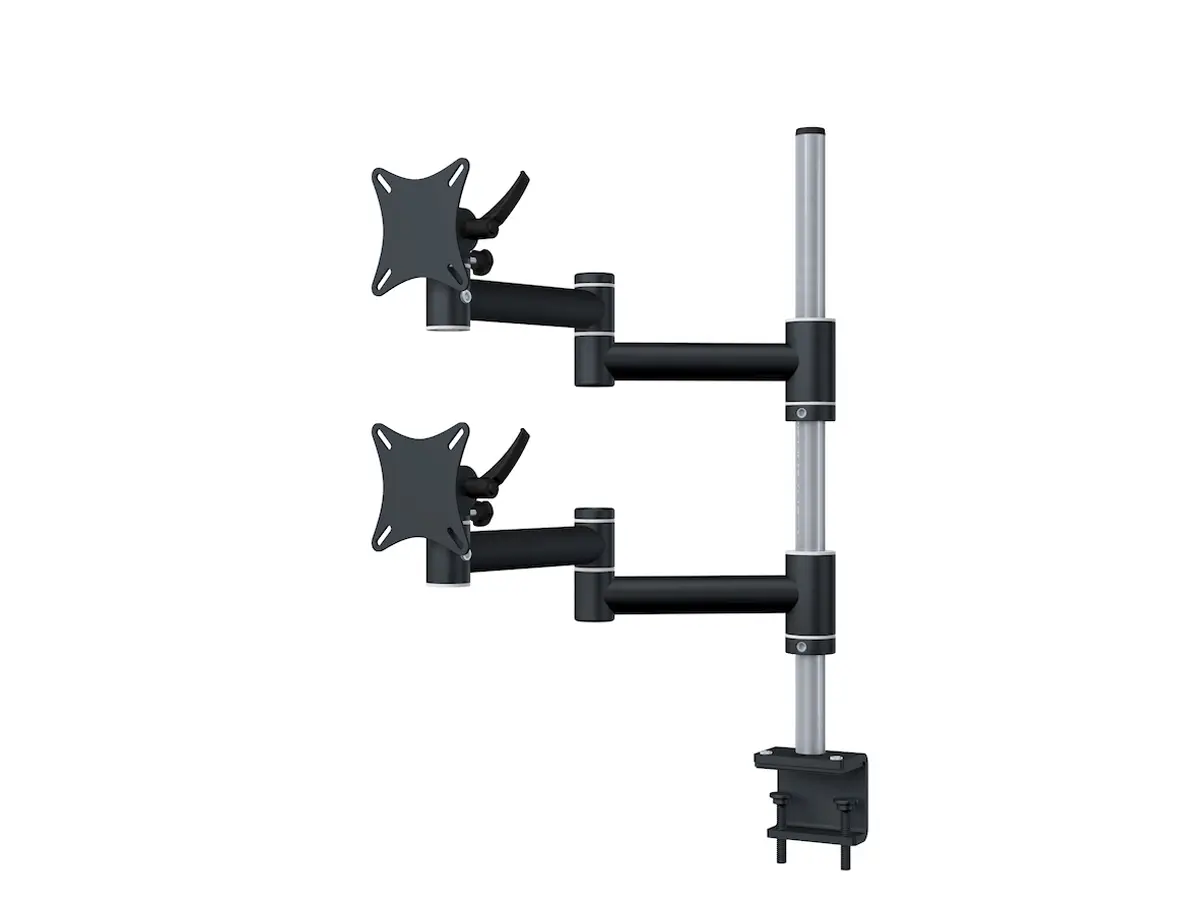 Curved Monitorhalter bis 49" für 2 Bildschirme mit Tischklemme