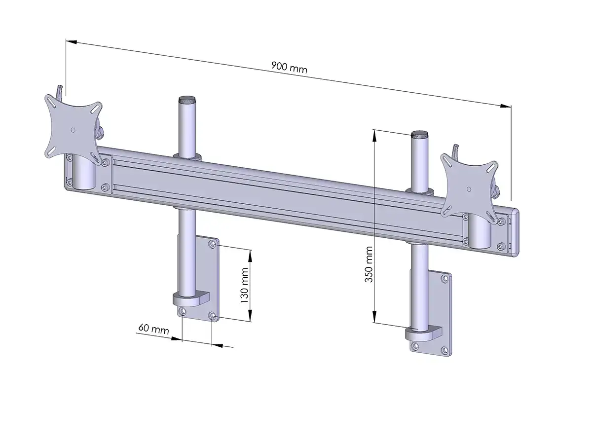 Flat-System Wandhalter für 2 Monitore 2er - 20''-24"