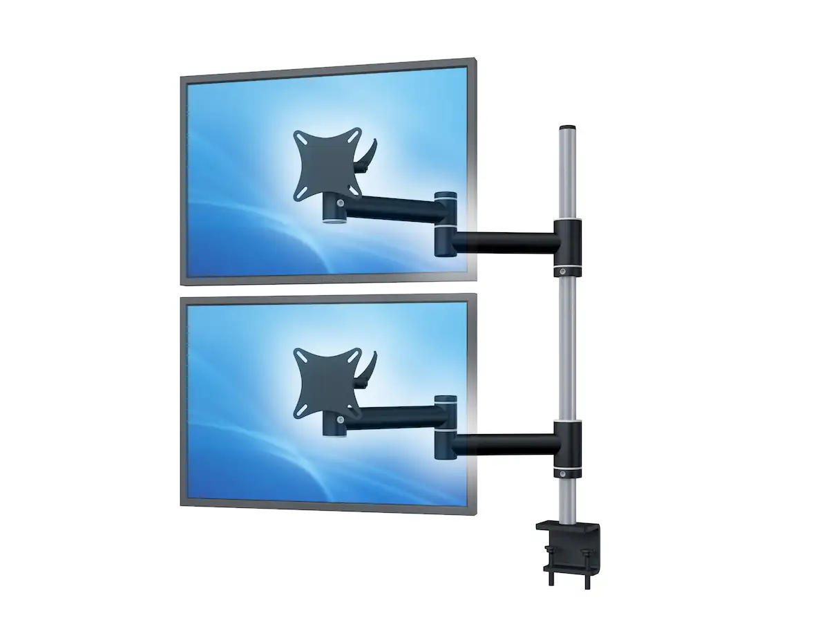 Flex-System Monitorhalterung für 2 Bildschirme mit Tisch-Klemme 1+1 - 25''-32''